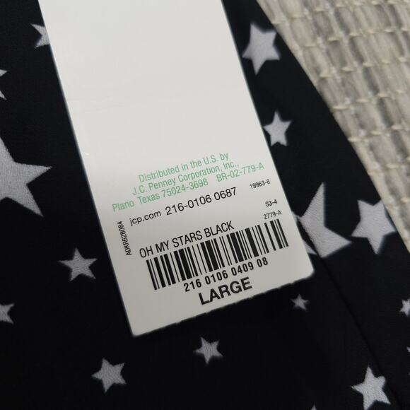 Decree Womens Size L Oh My Stars Black White Shirt Dress Roll Tab Sleeve NEW - Picture 5 of 12